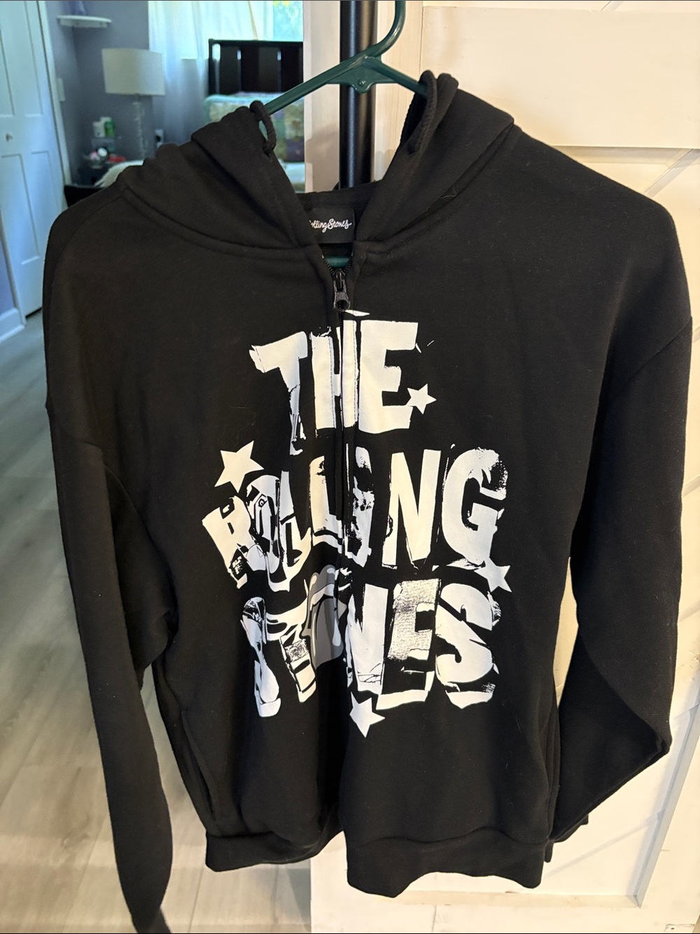 the Rolling Stones Black Zip Hoodie with White Graphic - Picture 5 of 5